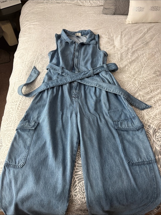 Universal Thread Denim - Universal Thread Light Blue Denim Cargo Jumpsuit